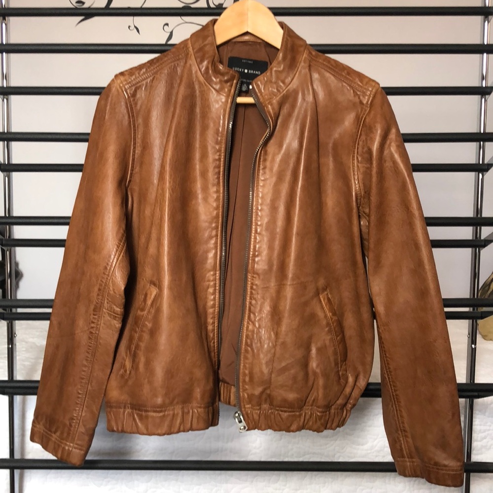 Lucky Brand Camel Leather Jacket